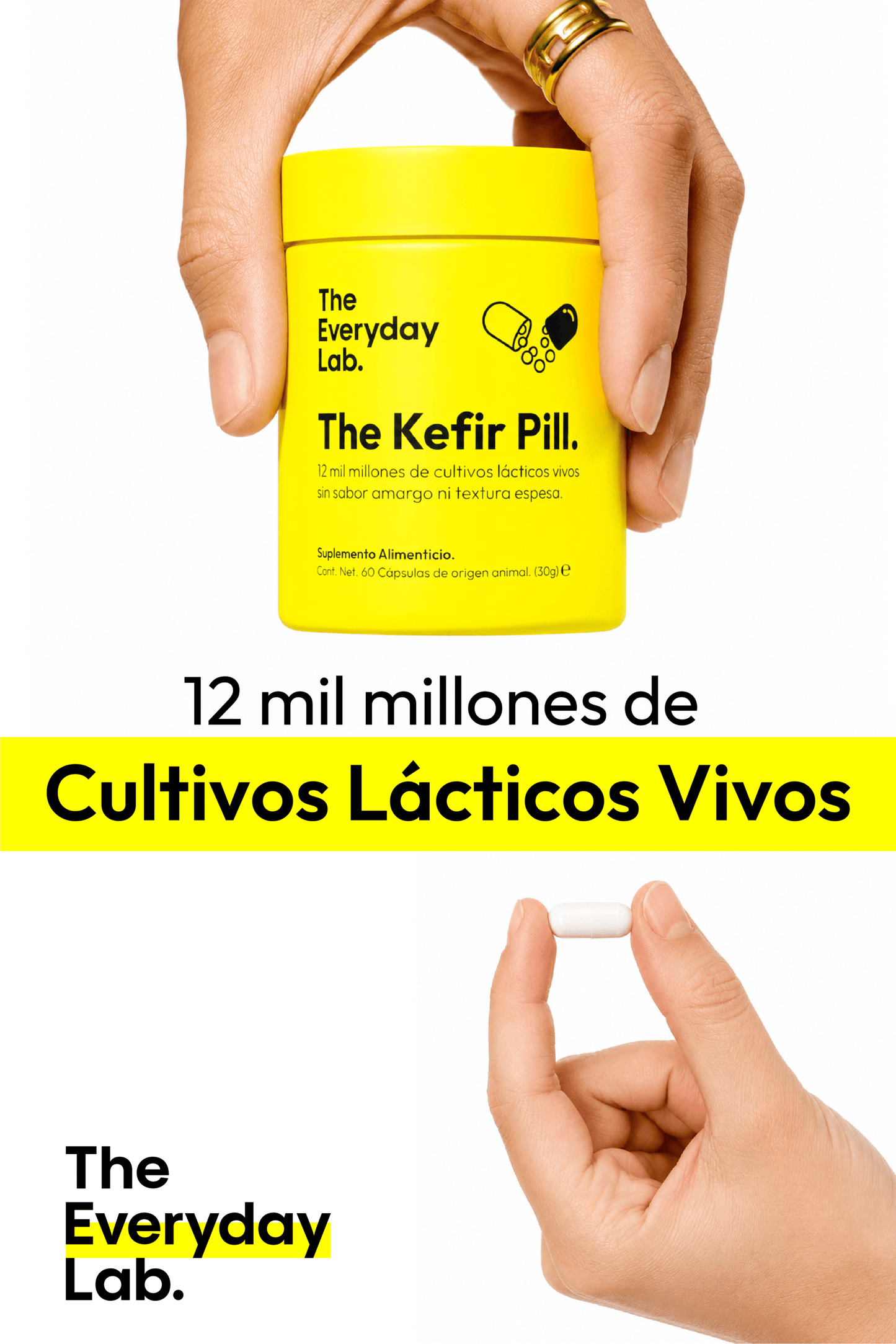 Declaración nutrimental The Kefir Pill - 60 cápsulas suplemento alimenticio The Everyday Lab