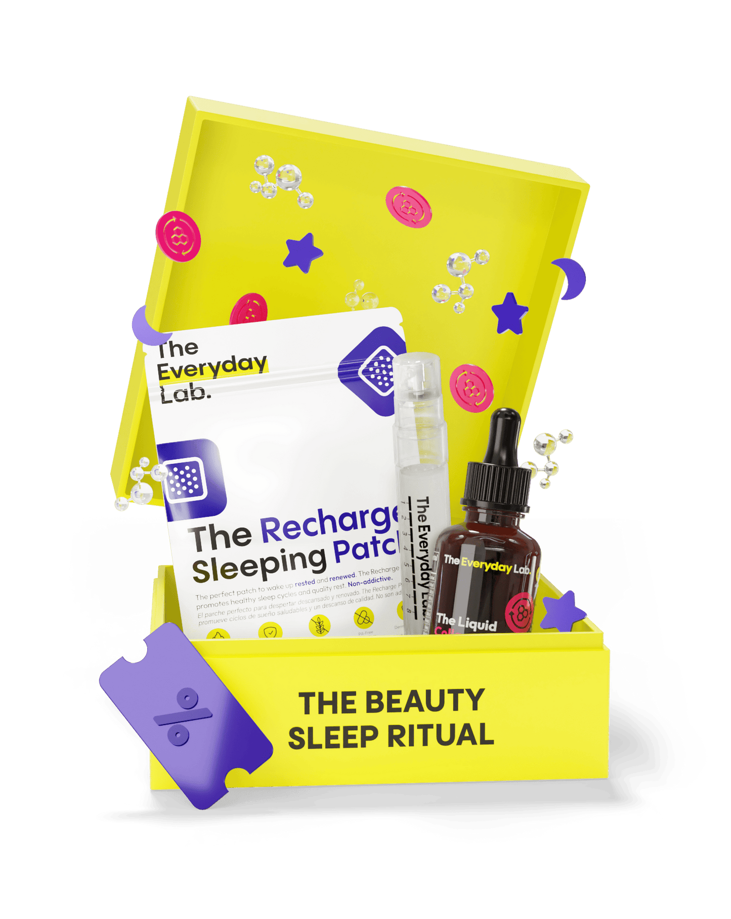 Set de belleza nocturna con Colágeno Líquido sublingual, gel de colágeno y parche para dormir profundo