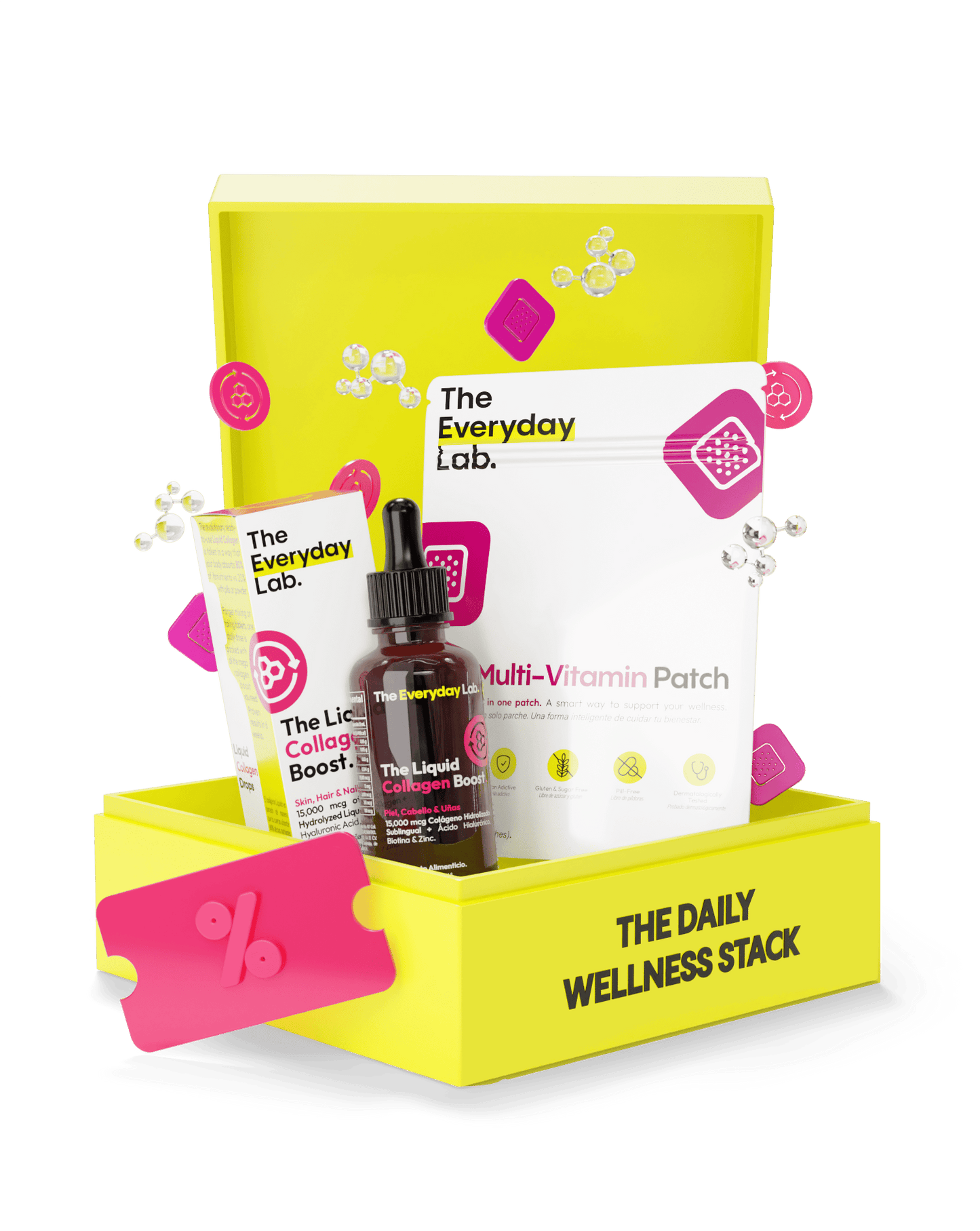 Kit The Daily Wellness Stack de The Everyday Lab: colágeno sublingual y parche multivitamínico