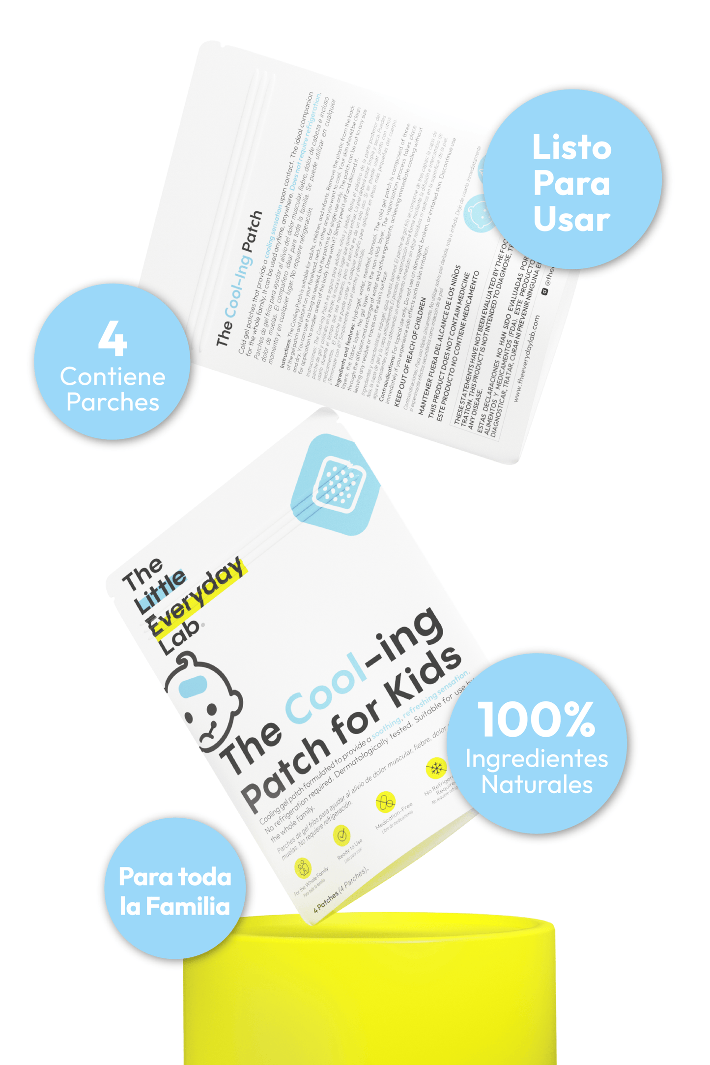 Cool-ing Patch Everyday Lab – modo de uso aplica en frente o nuca para fiebre o dolor