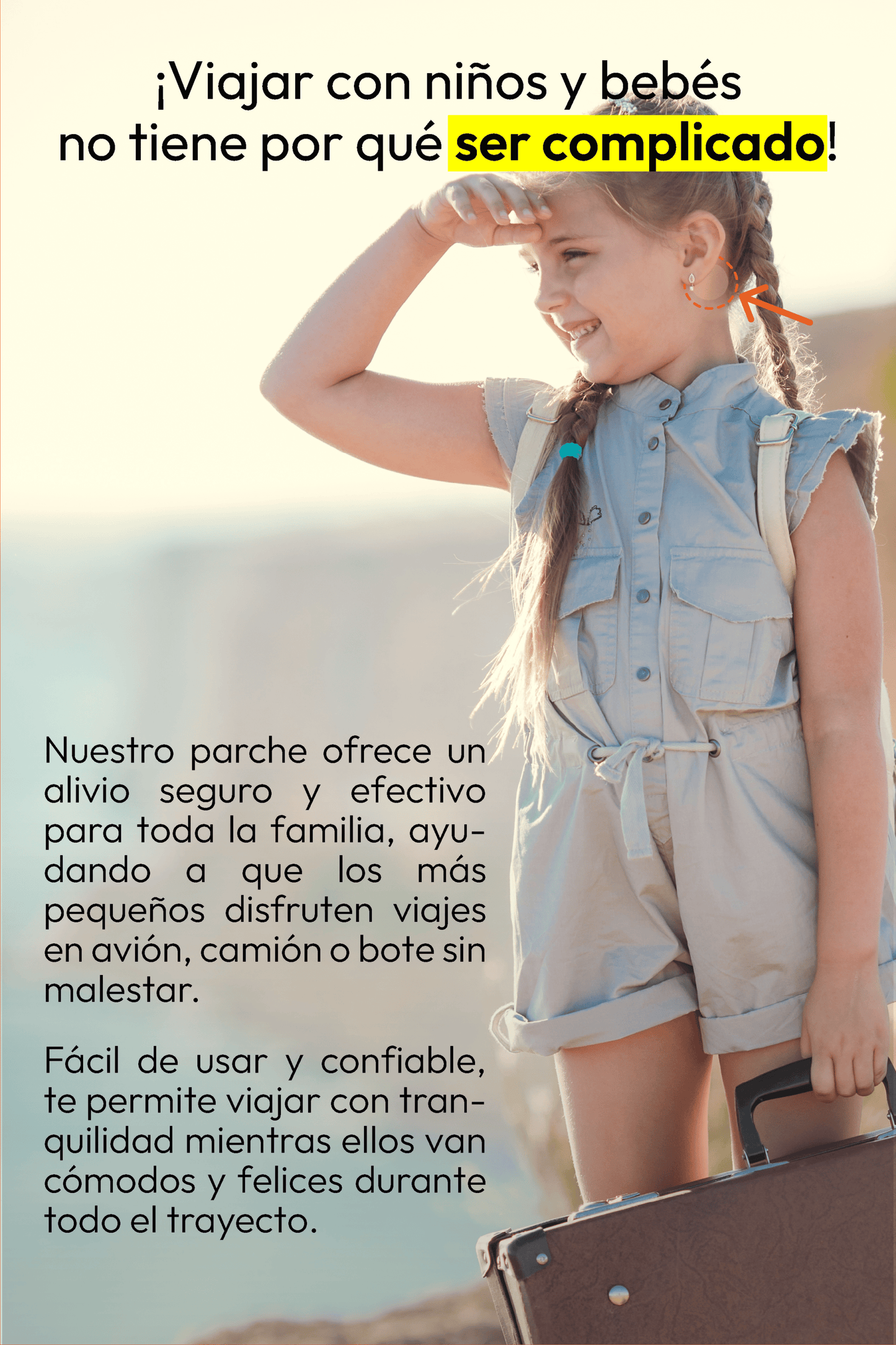 Parche contra el mareo para niños de 3 años en adelante, de origen herbolario y uso transdérmico.