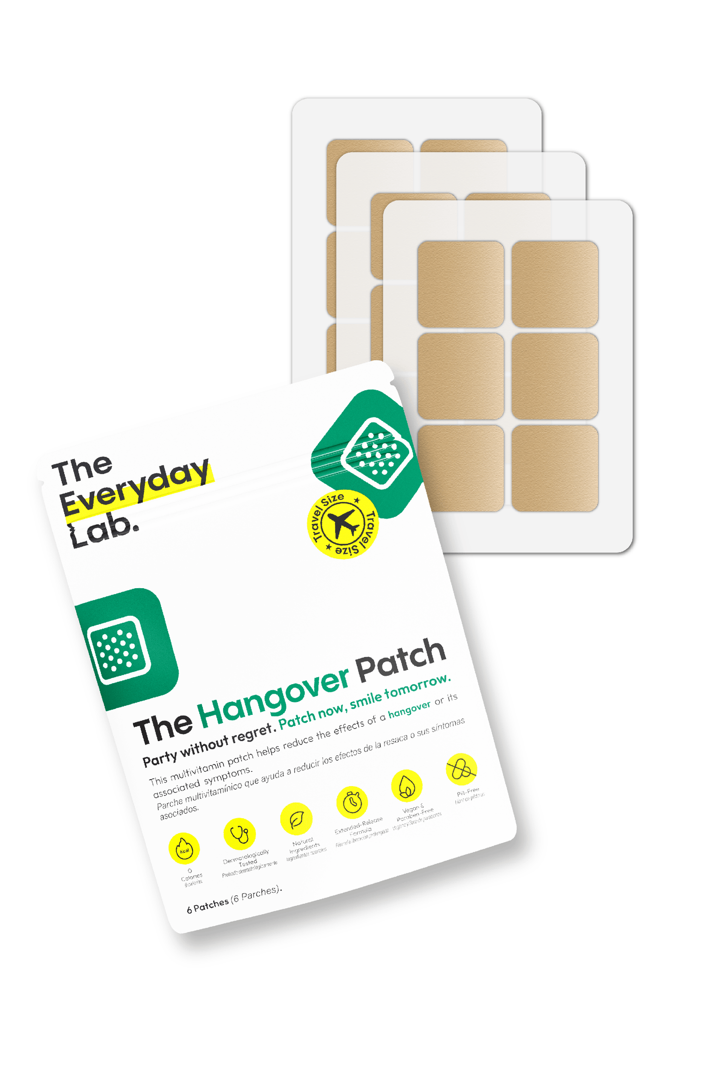 The Hangover Recovery & Prevention Patch (travel-size 6 parches) | Parche Anti Cruda
