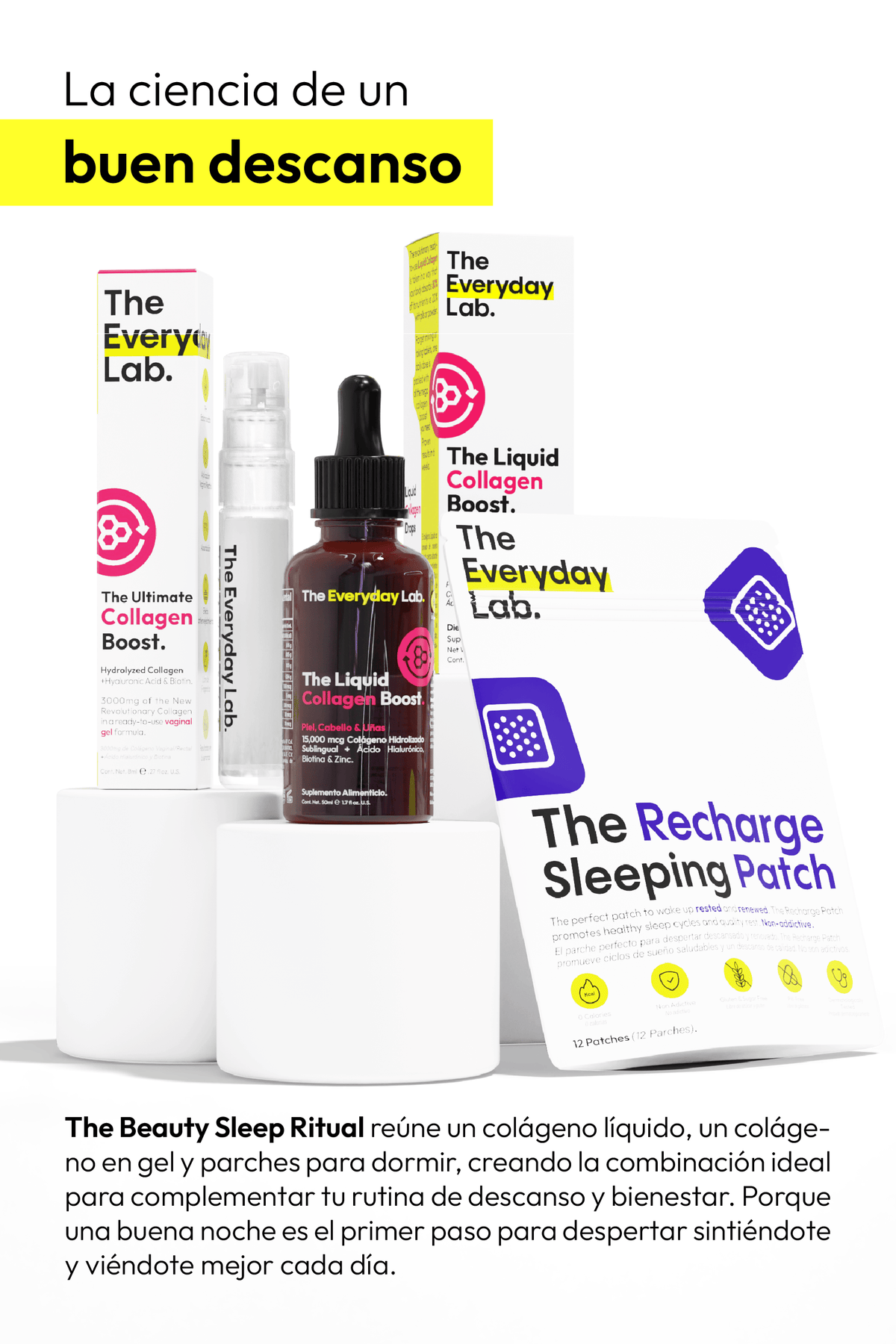 Kit The Beauty Sleep Ritual con colágeno líquido, gel y parche de sueño reparador para piel radiante