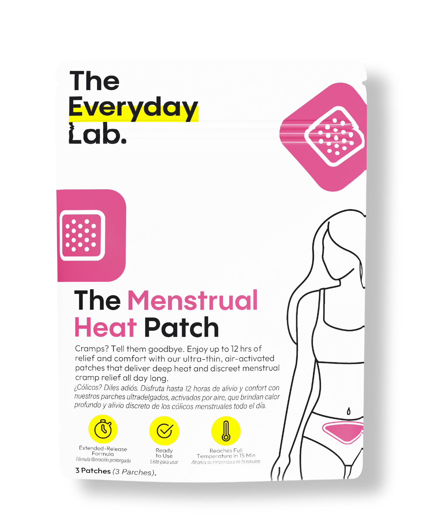 Parche caliente para cólicos menstruales ultradelgado de alivio térmico de hasta 12 horas