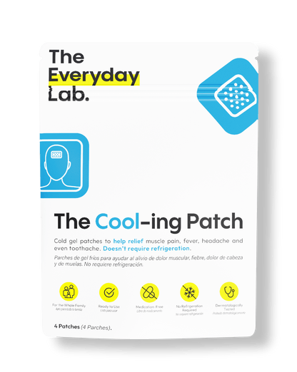 Parche frío para dolor The Cool-ing Patch gel frío para fiebre, dolor de cabeza y migraña para adultos y niños sin refrigeración.