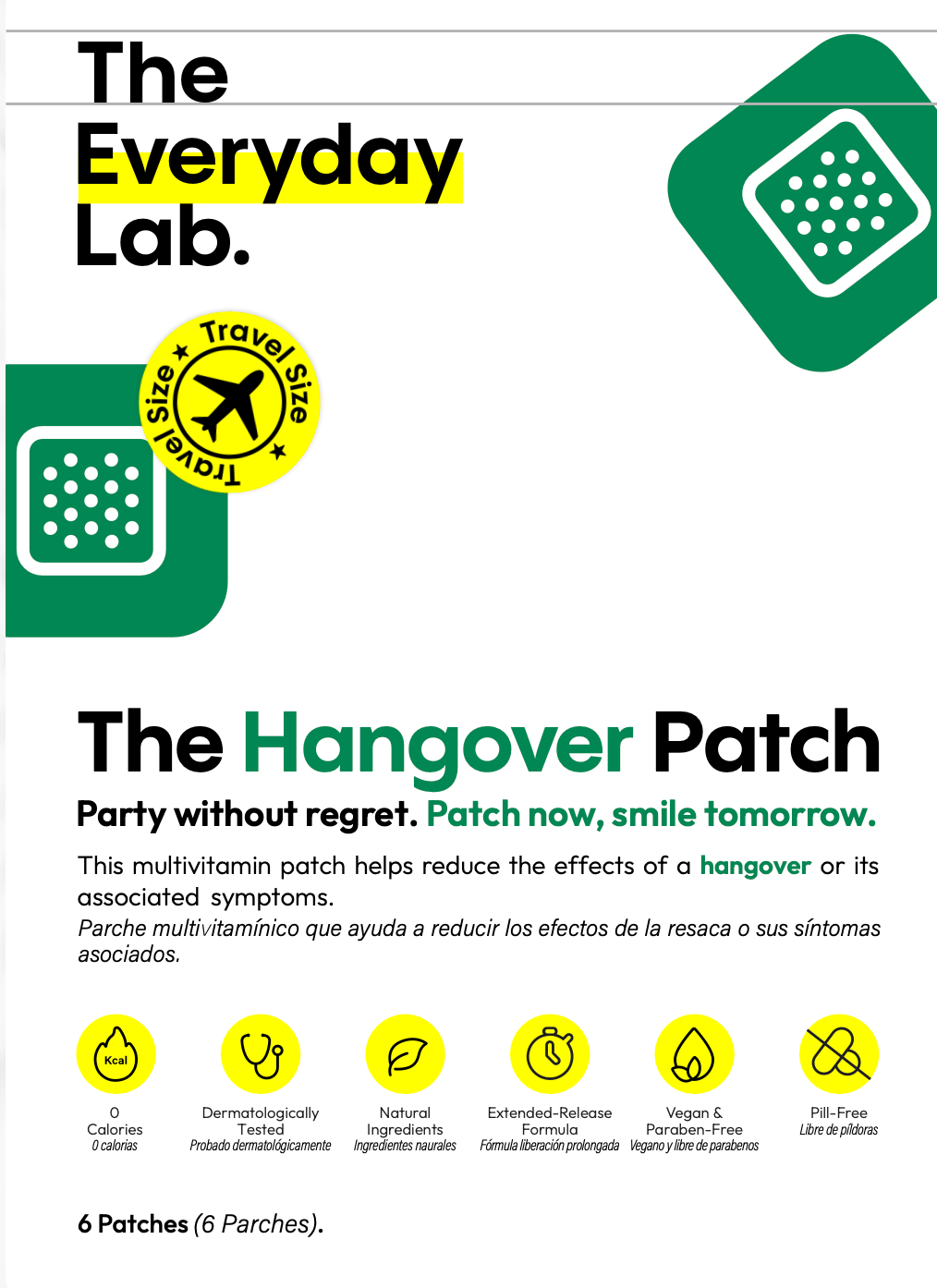 The Hangover Patch de The Everyday Lab, parche anti cruda aprobado por COFEPRIS