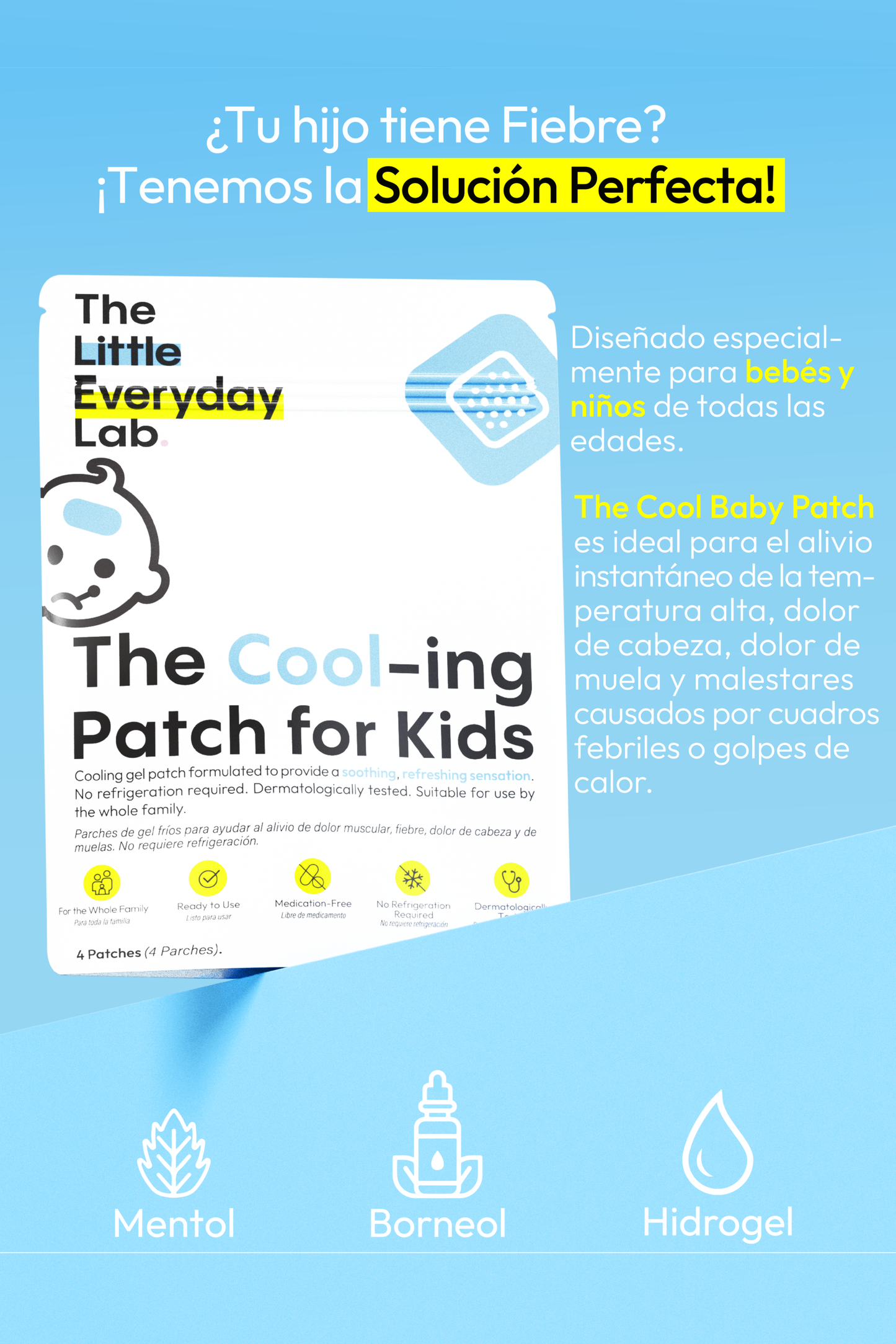 The Cool-ing Patch for kids | Parche frío para dolor o fiebre.