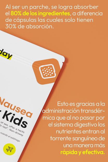 Imagen informativa del parche infantil con explicación visual sobre su administración transdérmica.