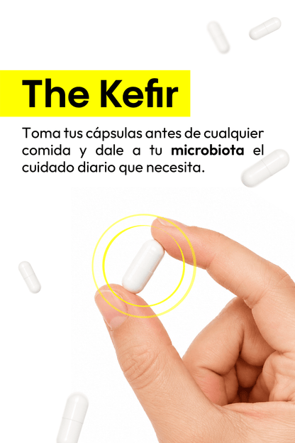 The Gut & Glow suplemento con colágeno líquido y cápsulas de kéfir para salud intestinal y piel radiante
