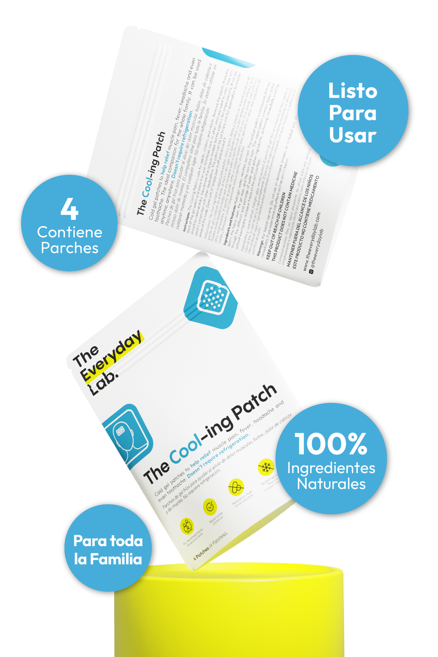 Parche frío para dolor listo para usar, ideal para aliviar fiebre, migraña y molestias corporales.